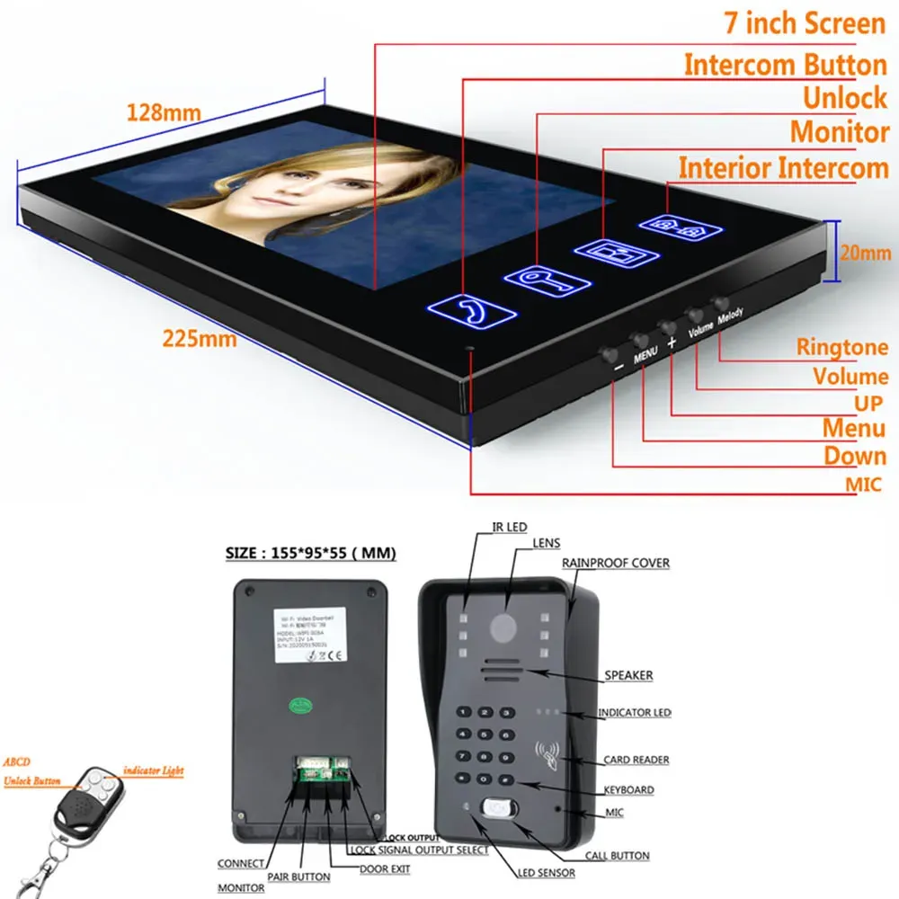 Дверные Звонки 7 Дюймовые Видео Дверь Телефон Интерком Дверь С Паролем RFID  Ircut 1000TV Линия Камера Беспроводная Система Управления Удаленным  Доступом От 11 179 руб. | DHgate