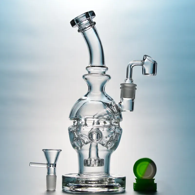 Fab Egg Dab Rig Swiss Perc Glass Bong Cabezal de ducha Perc Recycler Bongs 14 mm Junta de agua Tubería Pequeña Recyler Oil Rig MFE01 ZZ