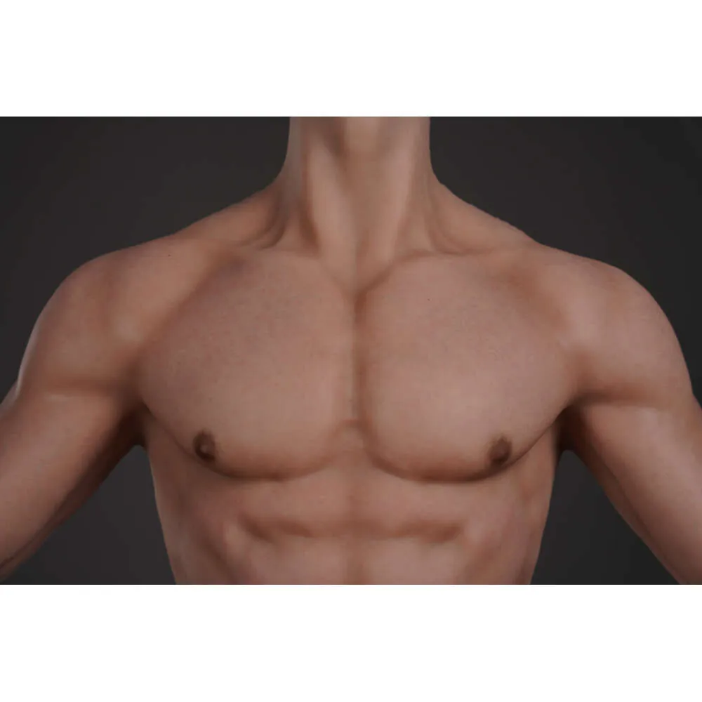 筋肉スーツ 長袖 アジア系黄色 ファスナー付き シリコン筋肉スーツ