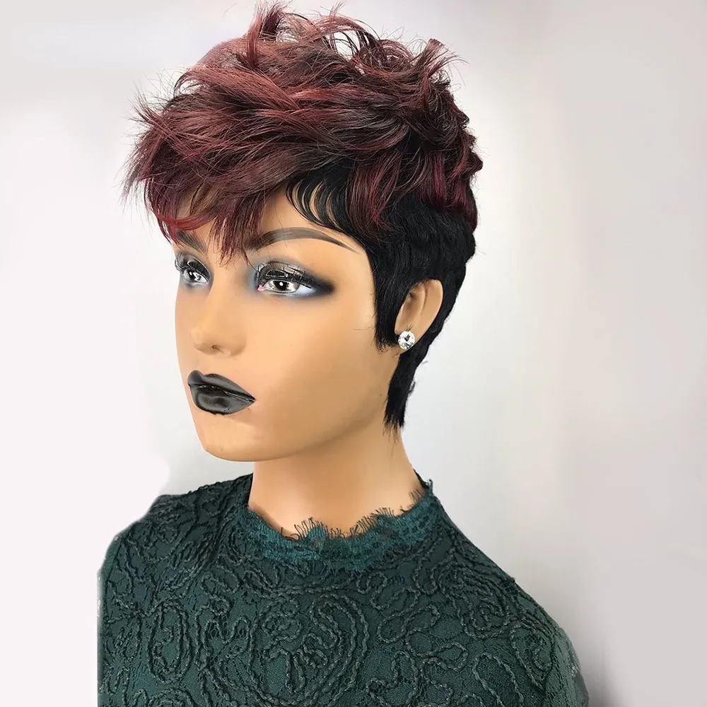 Peça De Cabelo Humano Curto Ombre Borgonha Pixie Vermelha Cortada Curly  Brasil Human Human Wigs Para Mulheres Negras Virgem Virgem Frente Fronte De  $169,67 | DHgate, image size:1000x1000