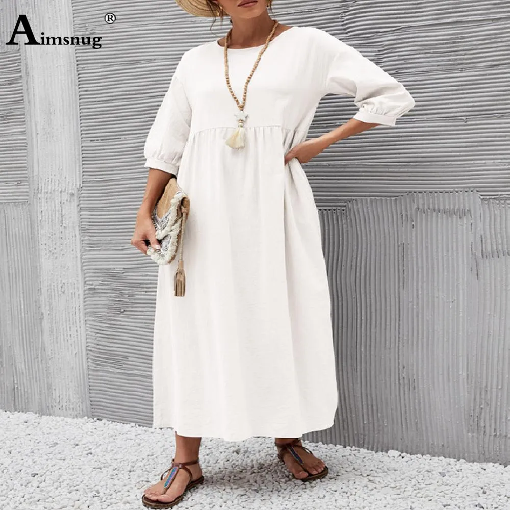 Long white cotton dress online with sleeves