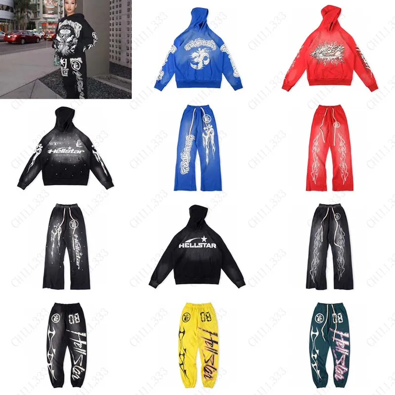 Hellstar Homme Femme Survêtement À Capuche Et Pantalon De Survêtement Ensemble Streetwear Pantalon De Sport Décontracté Unisexe Survêtements Sweats À Capuche Sportswear Costumes Pantalon De Survêtement