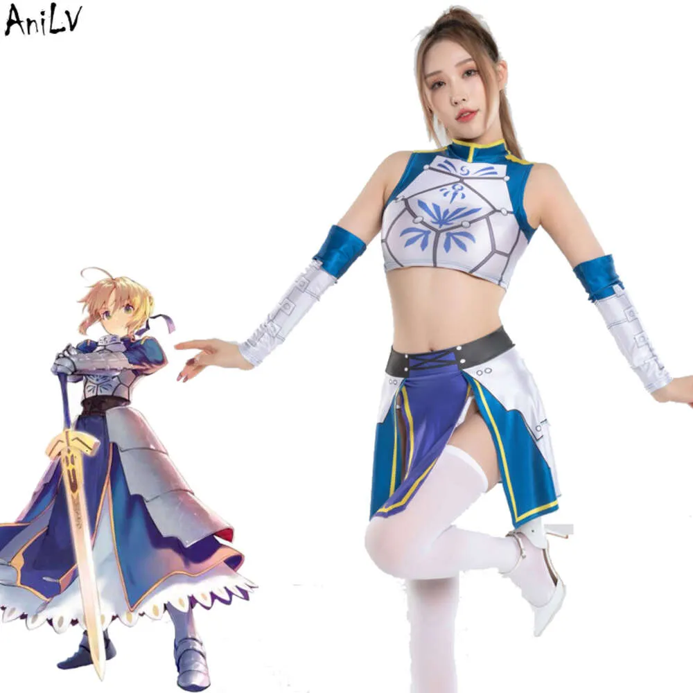 Ani-Conjunto de disfraz de Anime japonés Fate/stay Night Saber Altria Pendragon Pamas, traje de baño Sukumizu, Cosplay