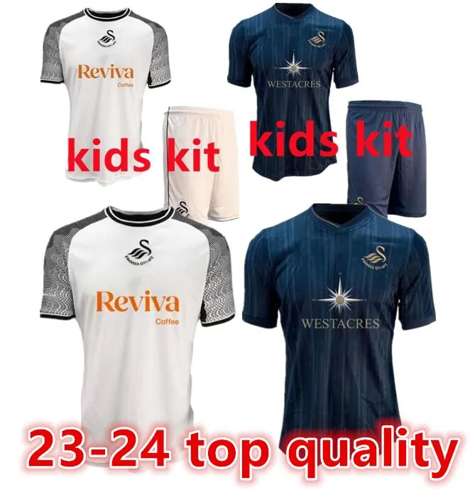 Swansea Voetbalshirts Stad 2023 24 Camisetas De Futbol Home Away PIROE CULLEN NTCHAM COOPER GRIMES Mannen Volwassen Sets Kids kit Voetbal
