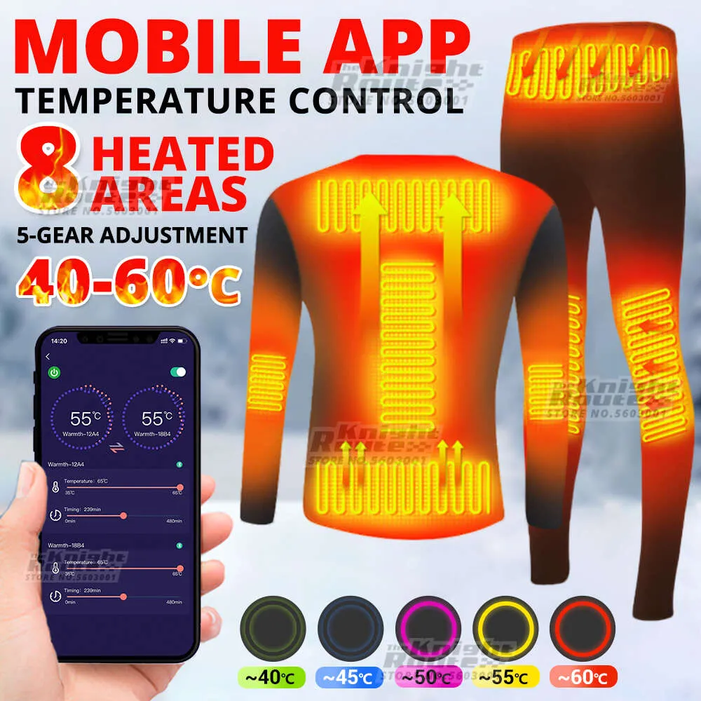 Aree Gilet invernale autoriscaldante Giacca riscaldante da uomo Tuta Telefono App Controllo temperatura Usb Intimo termico Abbigliamento