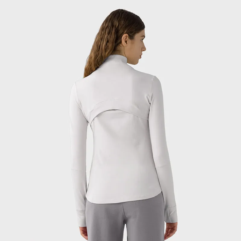 L-8031 Outumn Winter Full Zip Jackets Full Zip Cloth Drying Yoga Longitud de la cadera Fis Sweatshirts Slim Fit Camisas de manga larga Jackita deportiva con