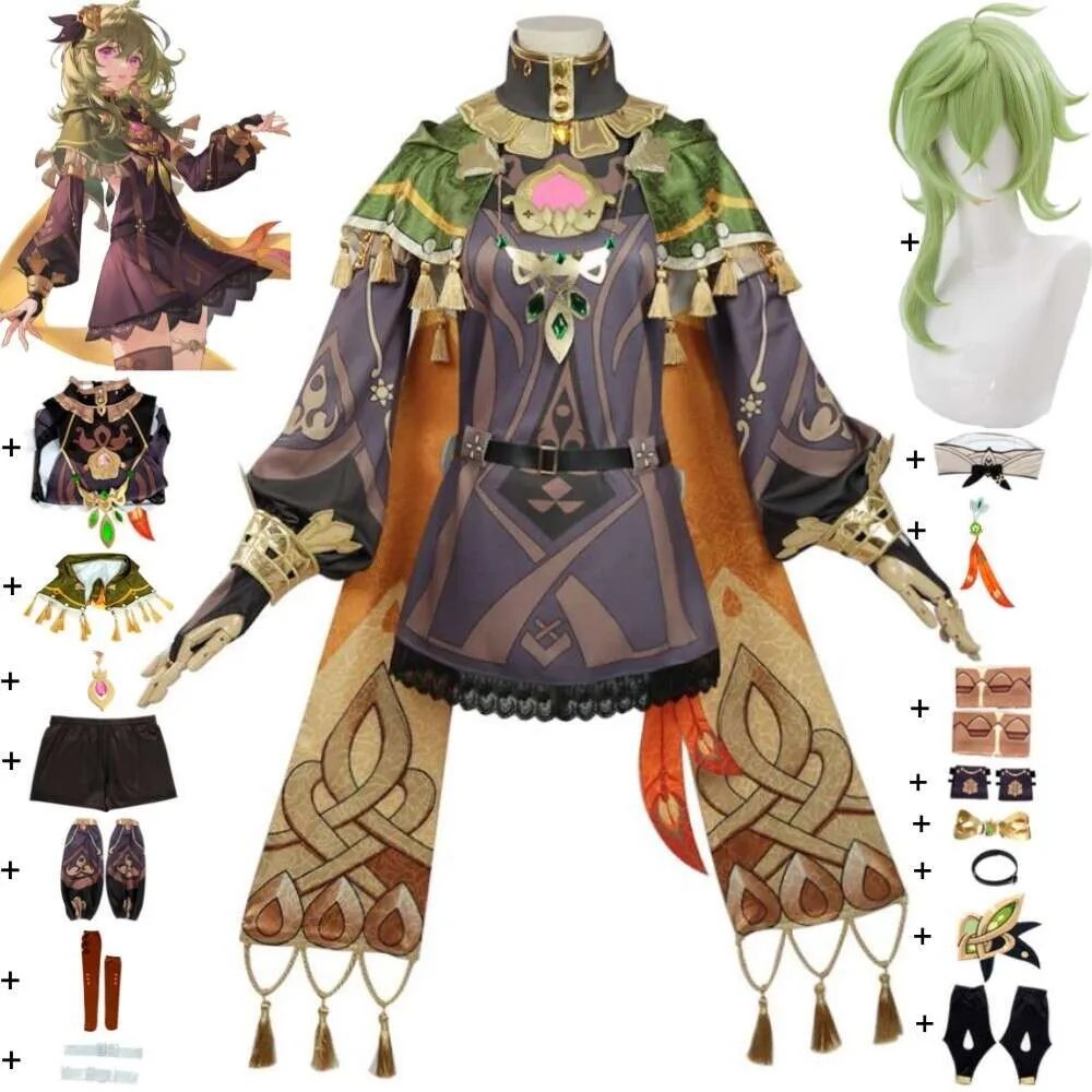 Cosplay Anime Game Genshin Impact Collei Cosplay Kostuum Groene Pruik Sumeru Avidya Forest Gandharva Ville Leuke Loli Outfit Hallowen Pak