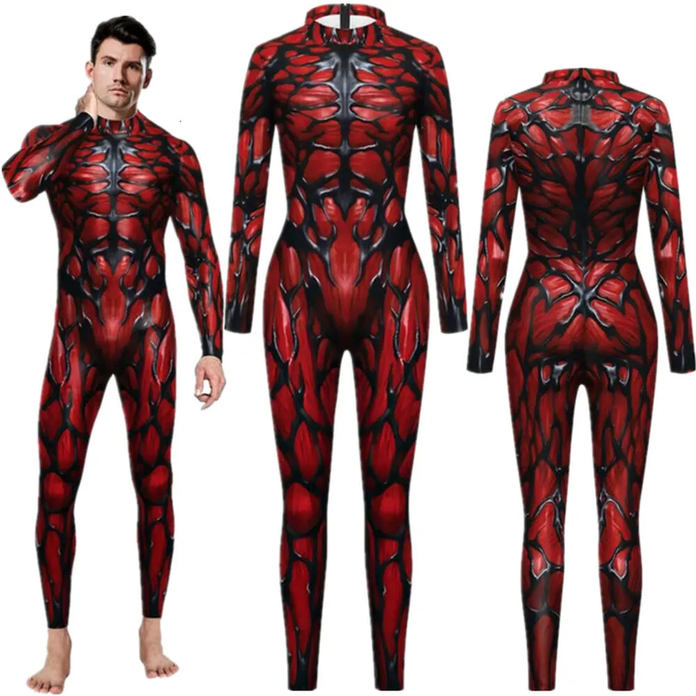 Super-héros Carnage Massacre Cletus Kasady Sexy Slim combinaison Catsuit Costumes Zentai homme body déguisement HalloweenAnime Costumes