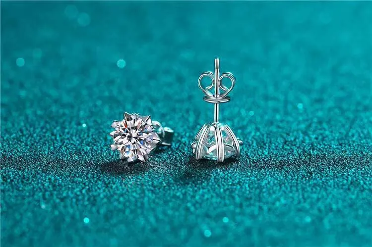 Orecchini a lobo moissanite design fiocco di neve argento 925_voghion.com