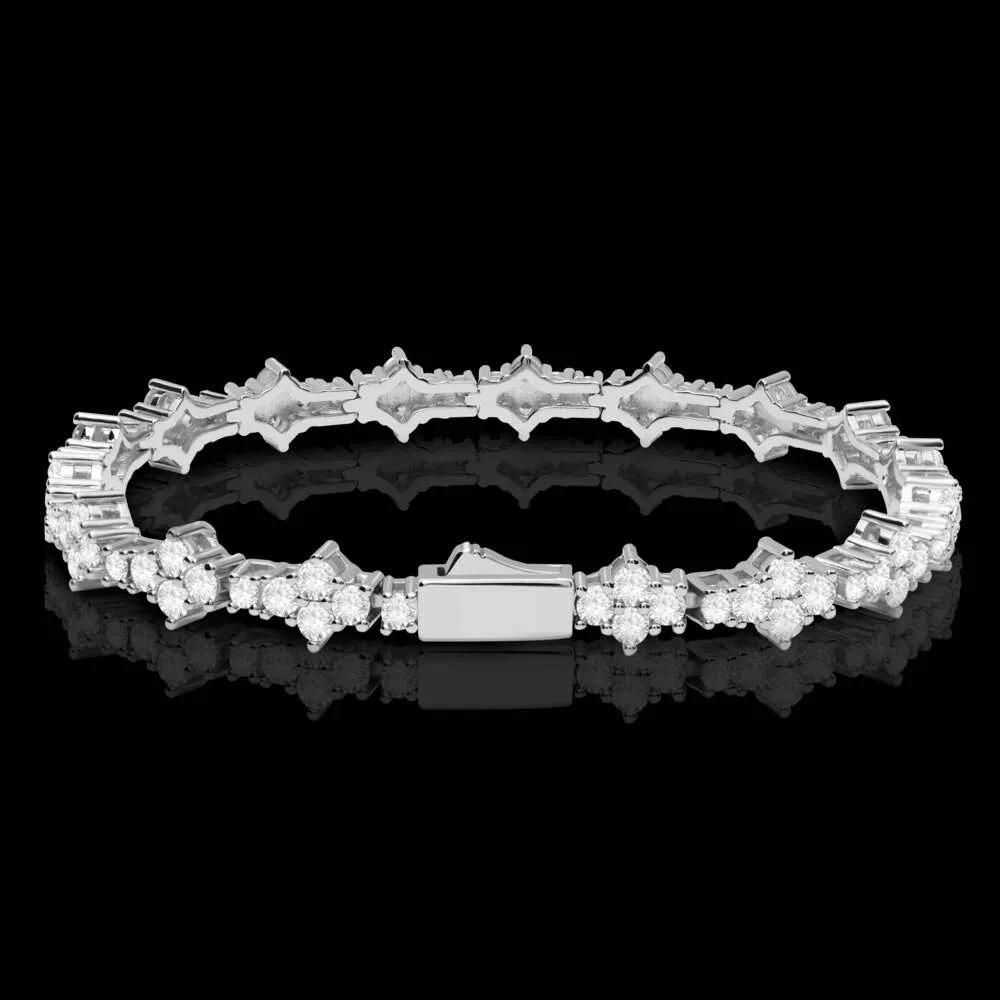 Iced VVS D Silicon Honeycomb Necklace & Bracelet Set with 3mm White ...