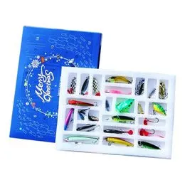 Miaikoe Pêche Calendrier de l'Avent - 24 jours Noël Compte à rebours Pêche Lures Set pour Pêcheurs Hommes Adultes Adolescents Garçons, Cadeaux de Pêche de Noël pour Père Boyfriend Mari