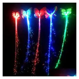 Acheter LED clignotante papillon pince à cheveux tresse fibre optique  épingle à cheveux décor de fête