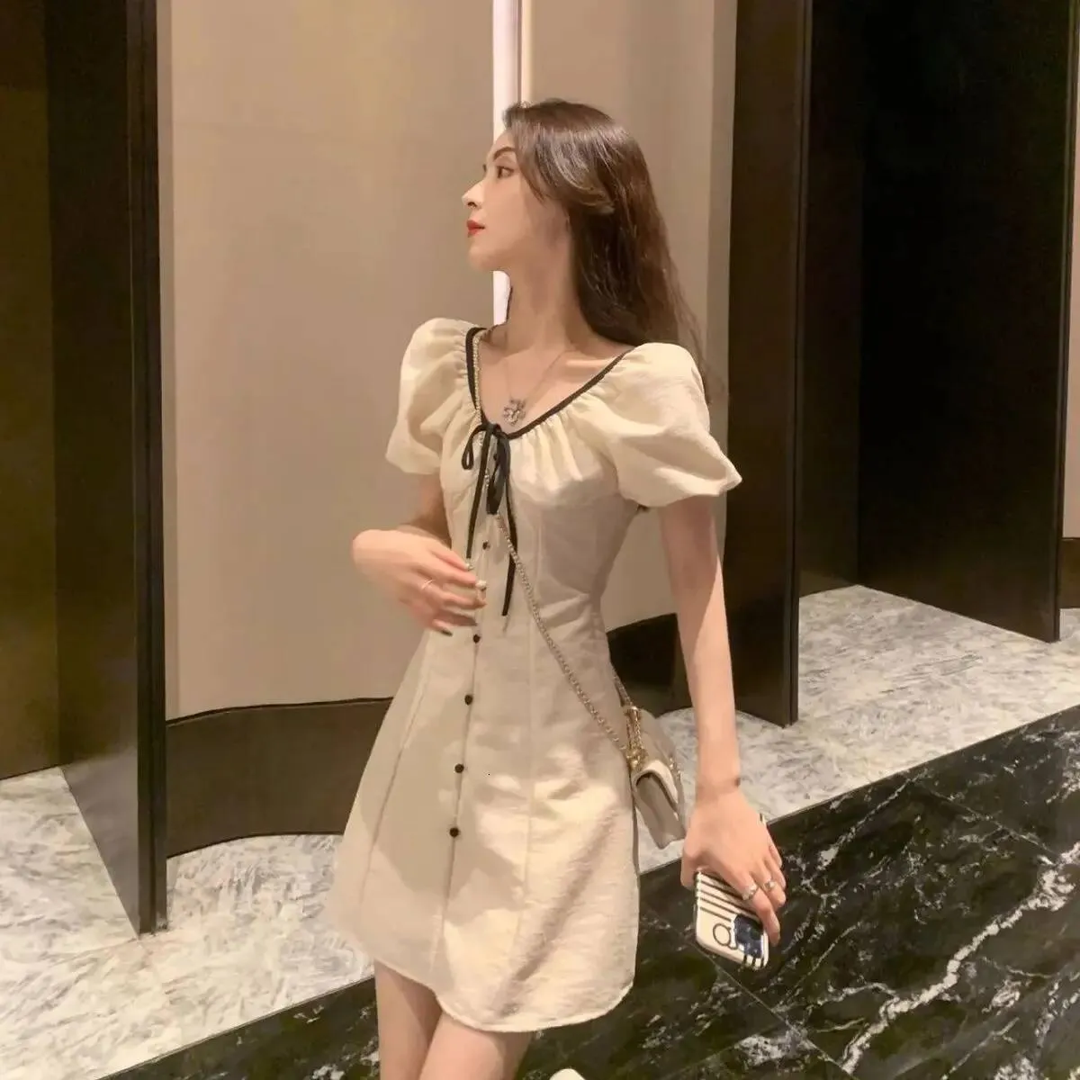 sachin and babi light blue dress Slim Summer Midi Dress Women Short Sleeve Round Neck Long Dress  Petite-Friendly Casual A-Line Dress Hip Coverage Youthful Look