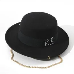 DongBao Unisexe Chapeau d'hiver Fedora Hommes Femmes Panama Chapeau Boucle De Ceinture Fedora Chapeau à Bords Larges
