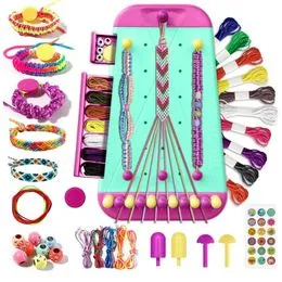 Kit Bracelet Fille – Métier à Tisser, 15 Couleurs De Fil, 10 Styles – Cadeau Créatif Dès 6 Ans