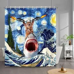 Rideau De Douche Saint-Valentin Trop Mignon - Motifs Chats, Cœurs Et Ballons Rouges - Déco Salle De Bain Romantique Avec Crochets Inclus (183x183 Cm)