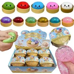 Bolas Brillantes Dim Sum – Albóndigas Squishy Coloridas 2026, Juguetes Anti-estrés Sensoriales Para Pascua Y Regalos Para Niños (Dorado)