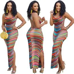 Rayson Vestido De Verano Para Mujer – Sin Mangas, Cuello Asimétrico Y Dobladillo Dividido – Casual Y Elegante Para Playa O Ciudad (Poliéster)