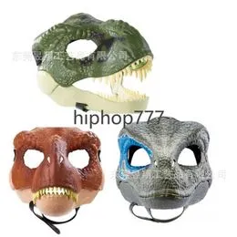 Máscara T-rex Dinosaurio Luz Y Sonido, Ajustable, Articulada Verde