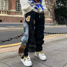 Ropa De Calle De Moda Para Hombre, Pantalones Vaqueros Rasgados De Diseñador, De Alta Calidad, Estilo