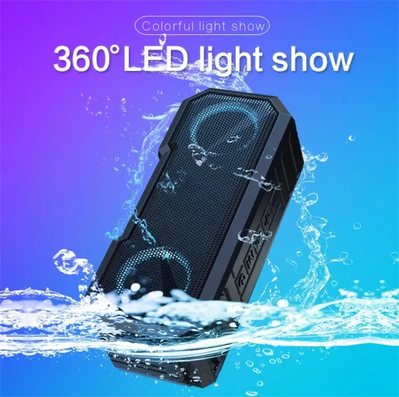 High Quality X8 TWS Wireless Bluetooth Speaker IPX7 Waterproof And Colorful Luminous Audio Outdoor With Power Bank Subwoofer FM Radio