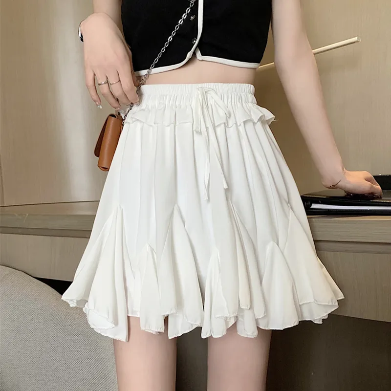 Falda corta plisada para mujer, falda tutú para bailar, falda blanca con  volantes (blanco, talla única)