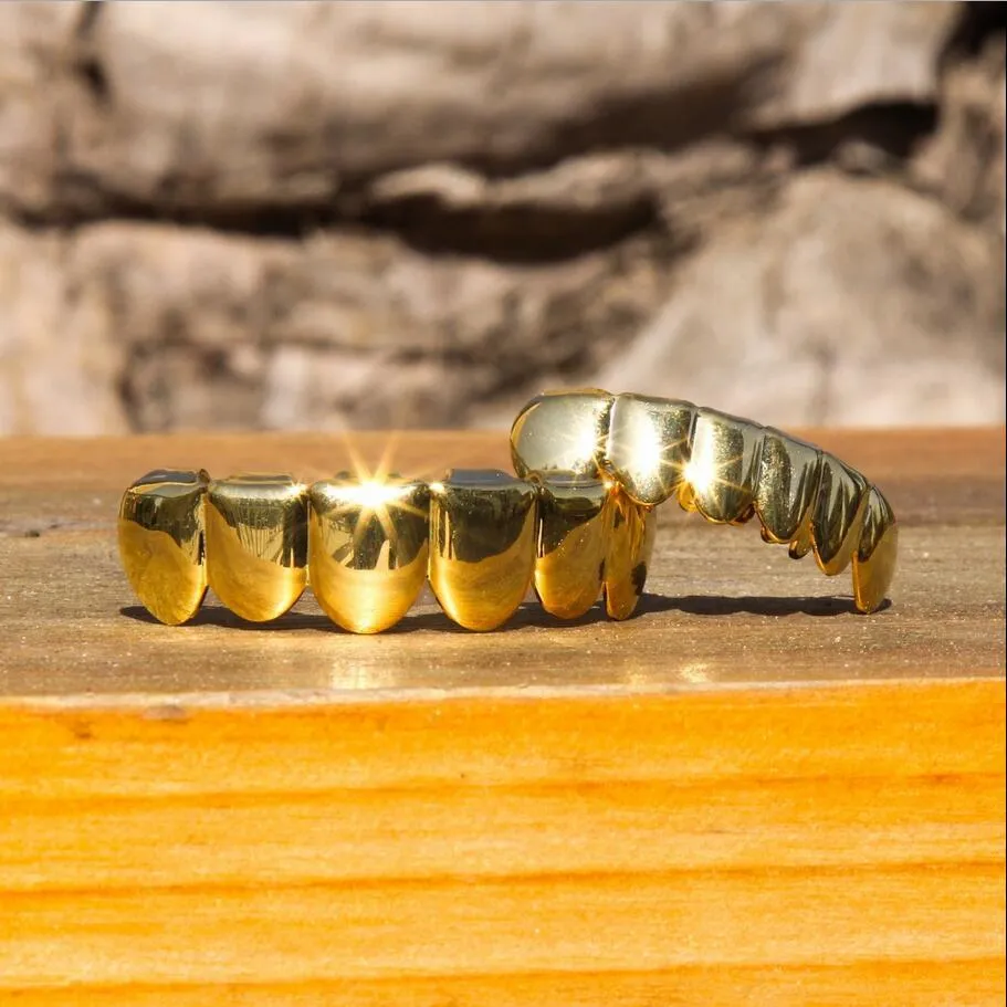 Grillz de dientes de hip hop chapados en oro de 24 quilates, ajuste  personalizado, tapas de parrilla superior e inferior, juego de parrillas de  boca