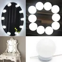 kit de lumière LED pour miroir de courtoisie de Hollywood pour maquillage,lampe  maquillage,lampe pour miroir cosmétique, lampe de coiffeuse table,5M,10  ampoules LED 3 Modes,Alimenté par USB