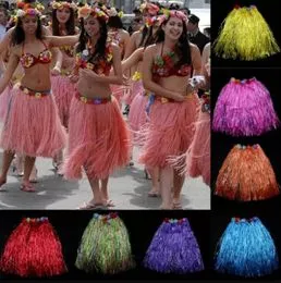 6 juegos de falda hawaiana Luau Hula hierba con flores de piña para  Halloween, fiesta hawaiana cosplay