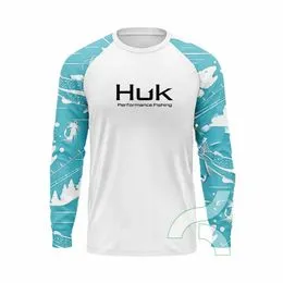 Chemise De Pêche HUK Homme – Bleue, UPF 50, Manches Longues, Taille L
