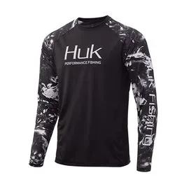 HUK Chemise de Pêche à Manches Longues Performance Standard Icon X Camo pour Hommes, Mossy Oak Bottomland, Medium
