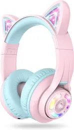 Coloridos auriculares inalámbricos de oreja de gato con micrófono plegable  Bluetooth 50 Bass Cancelación de ruido Adultos Niños Niña Auriculares