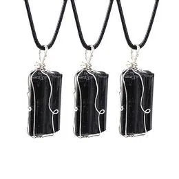Black Tourmaline Jewelry For Men: Irrégules Raw Minter Pendants