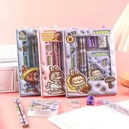 Vicloon Papeterie Pour Astronaute, 6pcs Cadeau De Papeterie Astronaute, Ensemble D'étuis à Crayons Et Crayon, Porte-Monnaie, Règle, Taille-Crayon, Gomme Per Cadeaux De Papeteries Pour Les Filles
