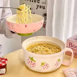 Bol à Ramen avec Couvercle, 34.5OZ Bol à Nouilles Instantanées Chat Mignon, Cuiseur à Ramen avec Baguettes et Cuillère, Bol à Soupe Cuiseur à Ramen, Bol à Salade, Bol à Céréales, Bols