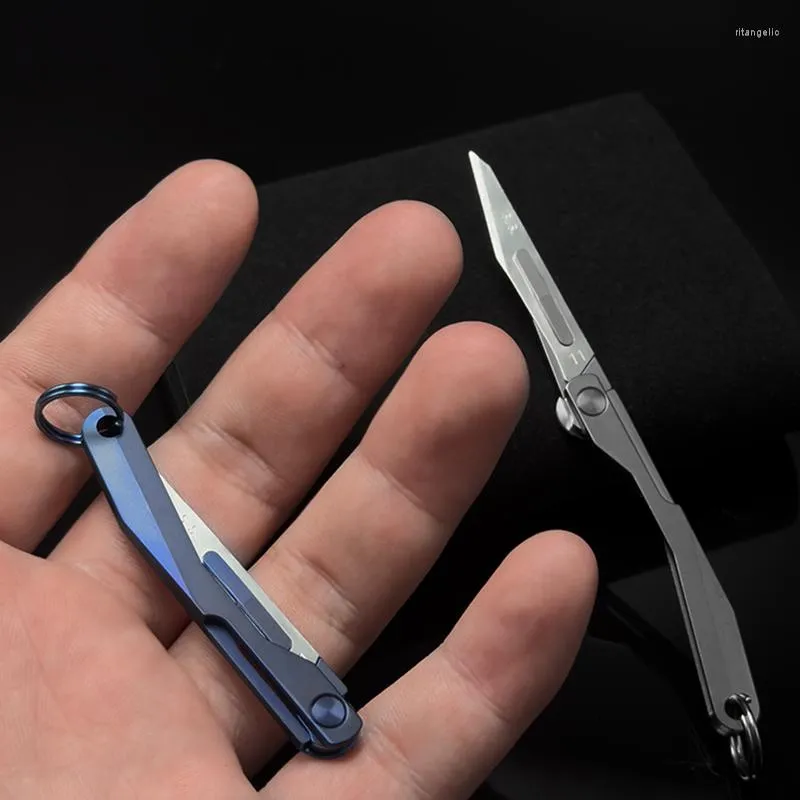 Hohe Härte D2 Klinge Titan Legierung Folding Messer MINI Schlüssel Anhänger  EDC Express Sharp Obst Tasche
