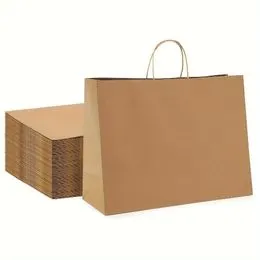 Grands Sacs En Papier Kraft Marron Naturel - Dimensions 16"L X 6"P X 12.5"H, Lot, Neuf