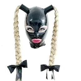 Latex hoofdmasker Horror clown de luxe met haar