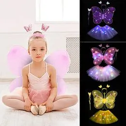 Ailes De Fée Lumineuses LED – 6 Branches, Fil Coloré, Taille 59×45 Cm – Cosplay Halloween, Fête, Noël