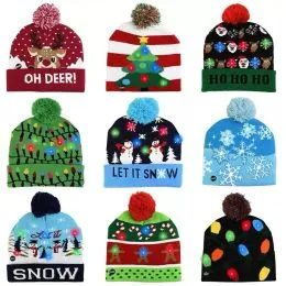 Bonnet De Noël à LED Pour Adulte - Motif Renne Ou Bonhomme De Neige, Extensible, 3 Modes Lumineux
