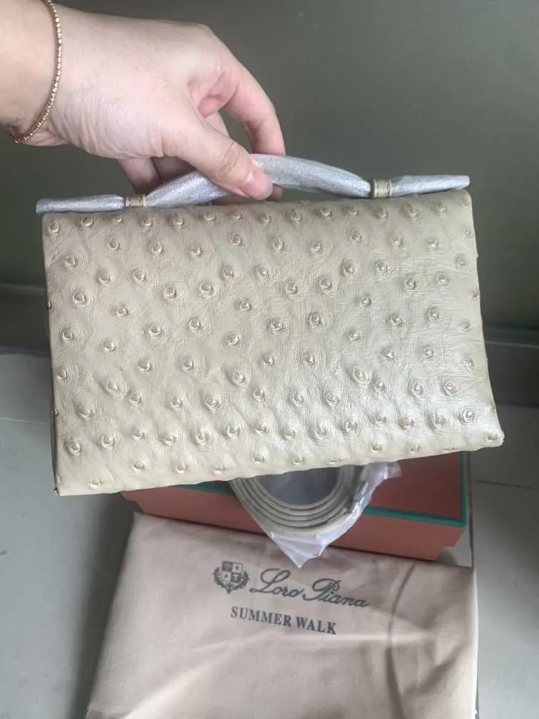 Loro Piana L19 Lunch Box Bag LP Femmes Bambou Tissé Sac Designer Maquillage  Sac En Cuir Véritable Sacs À Main Toile Autruche Stranded Sac À Main Deux