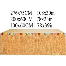 Jupe De Table Hawaii 275x60cm Avec Fleurs Multicolores - Décoration Fête Hawaïenne Or Déco Table Luau Party Jupe De Table Hawaii 275x60cm Avec Fleurs Multicolores - Décoration Fête Hawaïenne Or Déco Table Luau Party