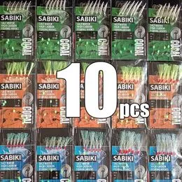 Pack De 5 Leurres Sabiki Crevette Phosphorescents - Hameçons N°1 à 6 - Pêche En Mer