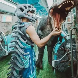 Costume de squelette de dinosaure – Couvre-chef de dinosaure en peluche avec une large utilité – Casque animal réaliste | Halloween squelette colonne vertébrale costumade pour jeu de rôle, femmes