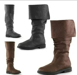 Middeleeuwse PU lederen ridderlaarzen Renaissance middeleeuwse cosplaylaarzen Heren vintage laarzen met platte bodem veterschoenen,Bruin,45