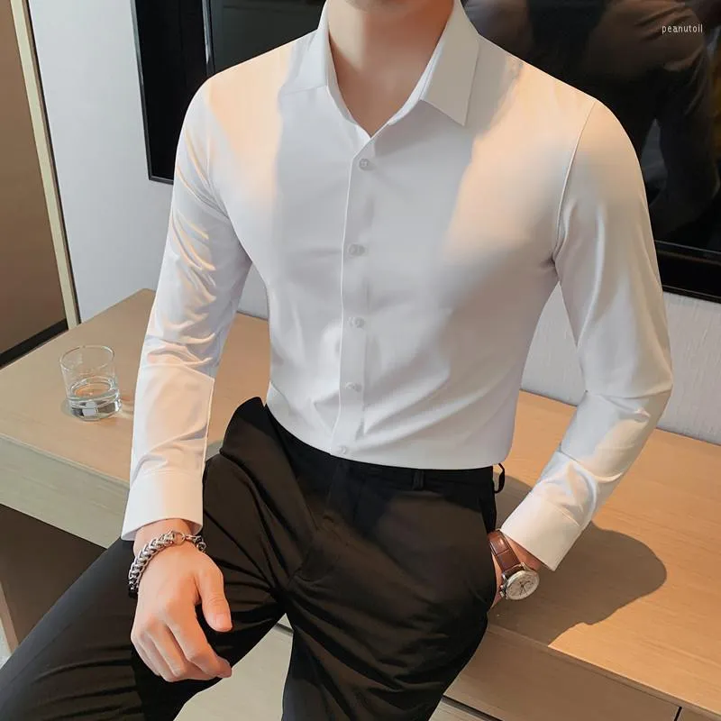 Camiseta básica de manga corta para hombre, cuello alto falso, casual,  ajuste delgado, color liso