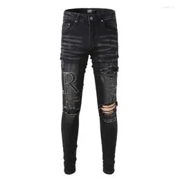 Lavado Vintage Ancho Jeans Hombre 2021 Apliques Casual Sueltos