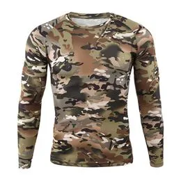 Camisas tácticas para hombre, camisa militar de manga larga para  exteriores, camiseta de entrenamiento de camuflaje, camisetas ajustadas con