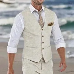 Chaleco de traje de cuero vintage para hombre, chaqueta casual occidental,  con cuello en V, botón, chaleco ajustado con bolsillo