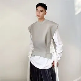 IEFB-Chaleco de punto de estilo coreano para hombre, suéter holgado sin  mangas con cuello en V personalizado, moda de otoño, 2023